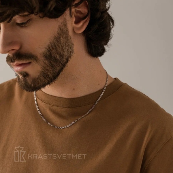 Цепь из серебра 925, плетение «Ромб двойной»